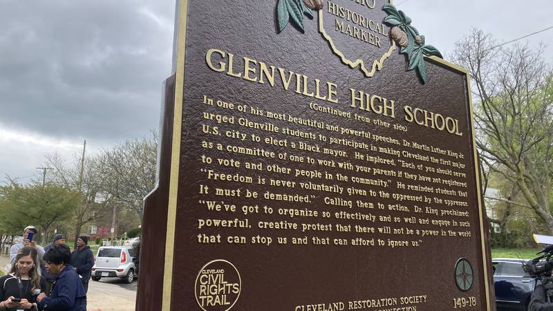The unveiling of an Ohio Historical Marker at Cleveland's Glenville High School to recognize...