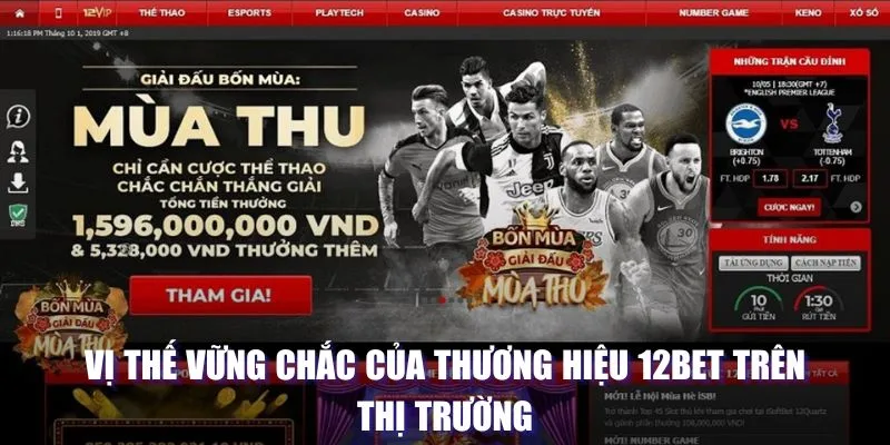 Vị thế vững chắc của thương hiệu 12BET trên thị trường